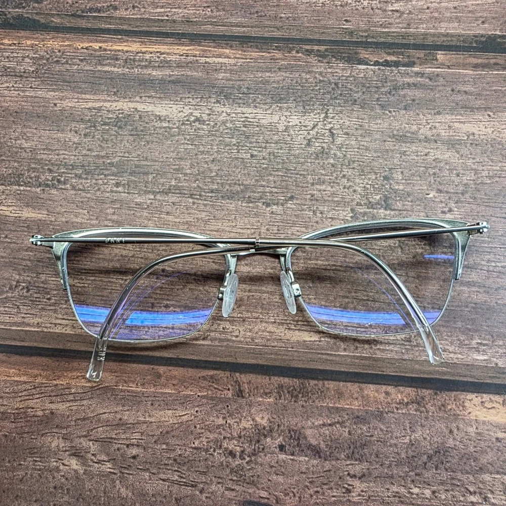 DKNY DK1013 415 Navy Silver Semi Rimless Cat Eye Eyeglass 51 19 135 FRAMES ONLY